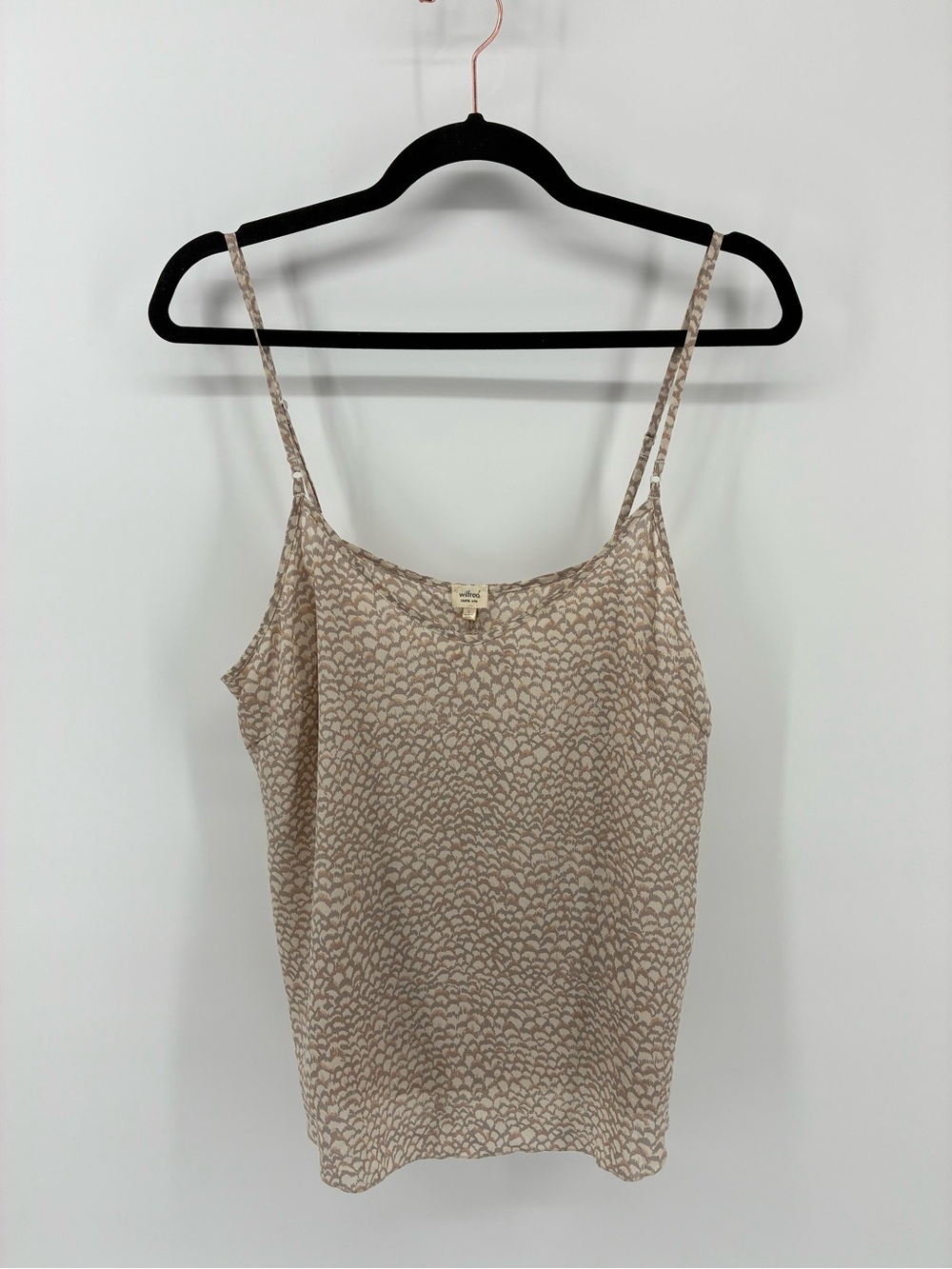 Wilfred 100% Silk Sheer Beige Printed Spaghetti Strap Cami Top